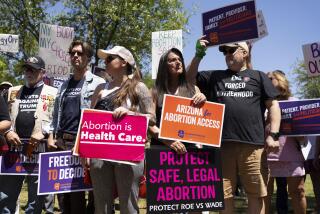 PHOENIX, ARIZONA - APRIL 17: Members of Arizona for Abortion Access, the ballot initiative to enshrine abortion rights in the Arizona State Constitution, hold a press conference and protest condemning Arizona House Republicans and the 1864 abortion ban during a recess from a legislative session at the Arizona House of Representatives on April 17, 2024 in Phoenix, Arizona. Arizona House Republicans blocked the Democrats from holding a vote to overturn the 1864 abortion ban revived last week by the Arizona Supreme Court. (Photo by Rebecca Noble/Getty Images)