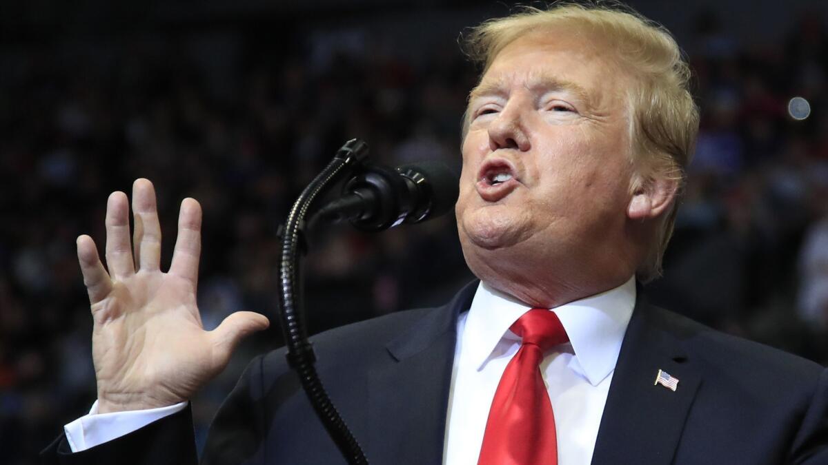 President Trump speaks March 28 at a campaign rally in Grand Rapids, Mich.