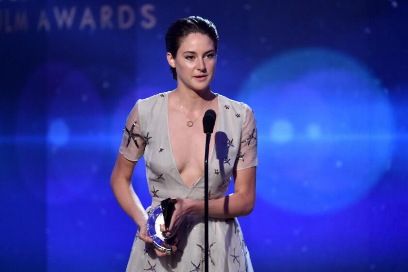 At the Hollywood Film Awards, actress Shailene Woodley accepts the Hollywood Breakout Performance Actress award for her role in "The Fault in Our Stars."