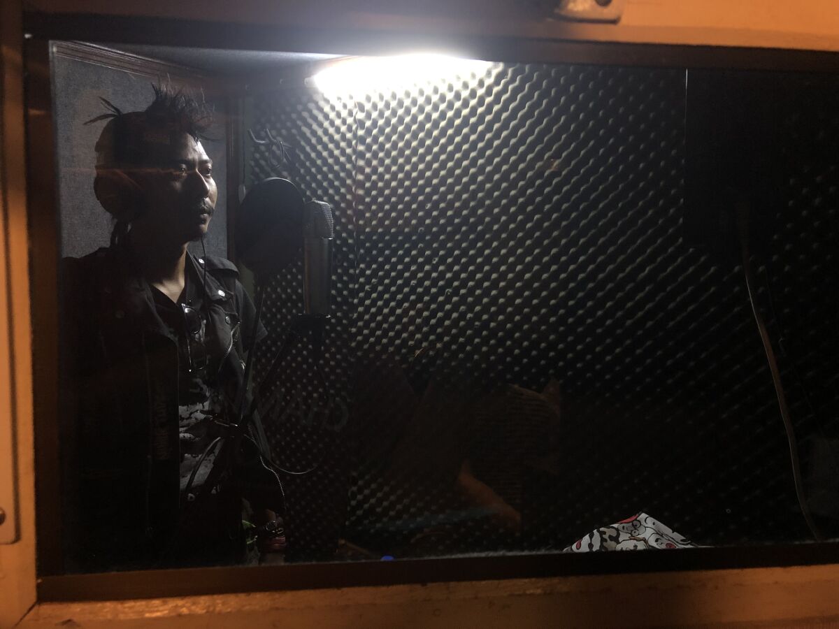 Singer Kyaw Thu Win in his studio