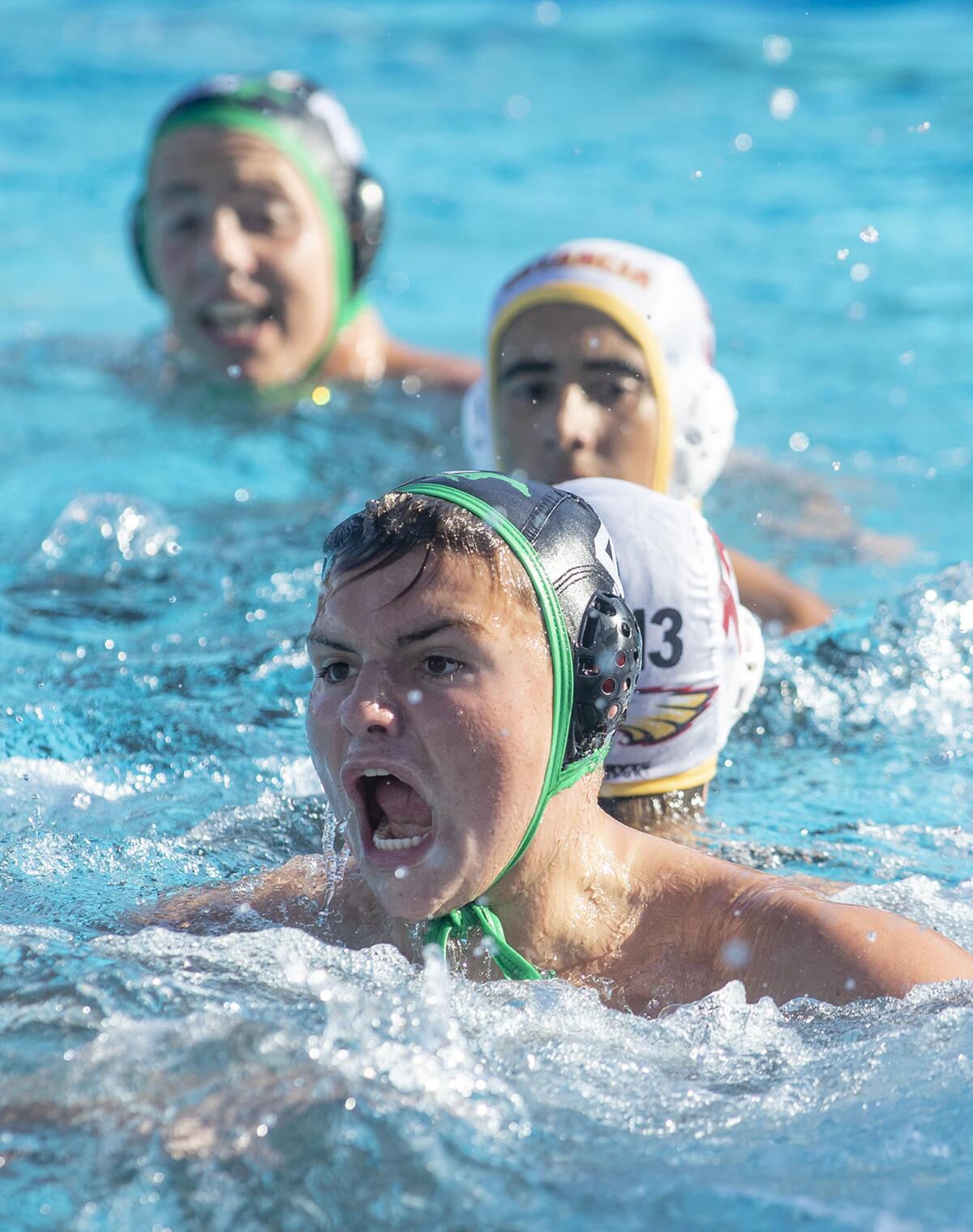 Costa Mesa's Anderson Todd celebrates after scoring a goal against Estancia in an Orange Coast League match on Wednesday.