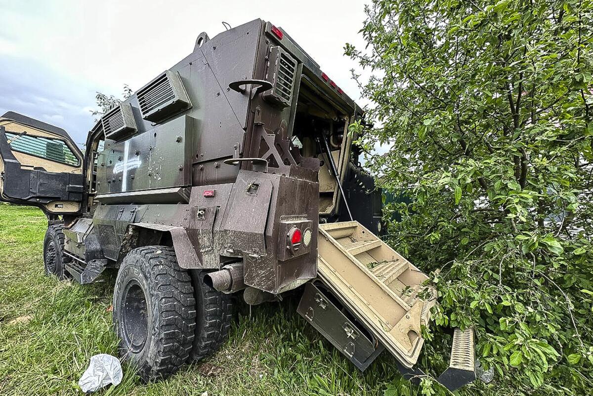 Damaged armored vehicle in Russia's Belgorod region