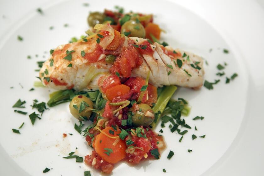 Recipe: Halibut with leeks, tomatoes and olives