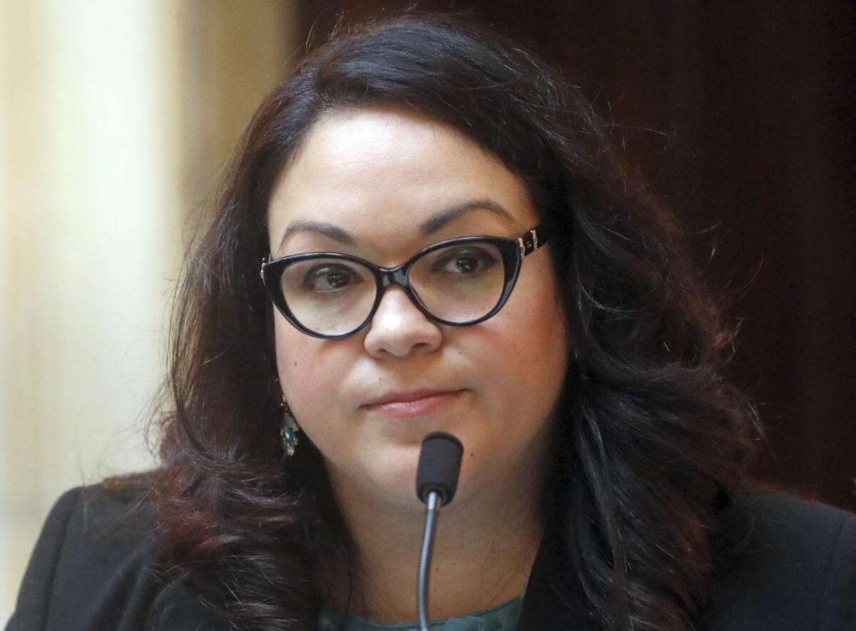 Democratic Sen. Luz Escamilla looks on during a special session on the Utah Senate floor on Dec. 3, 2018, in Salt Lake City.