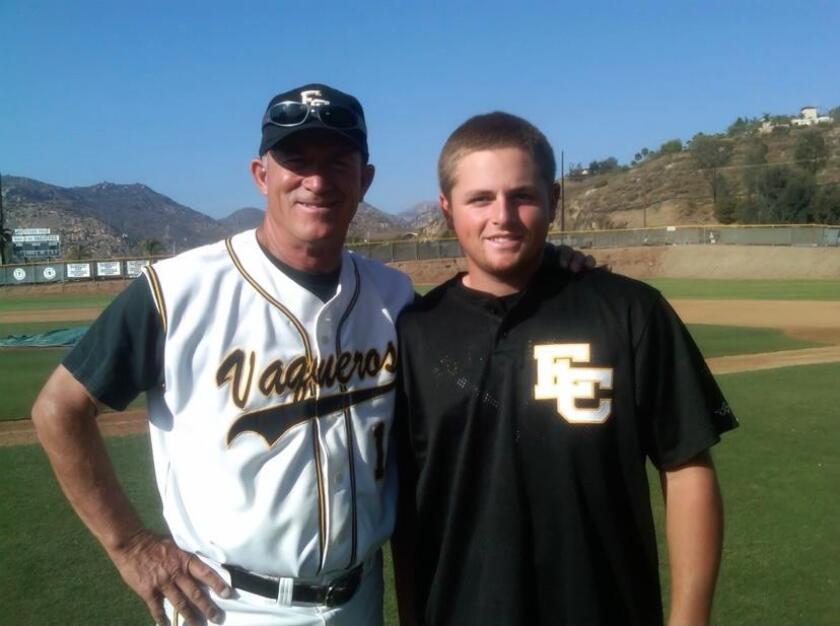 Jessie Burns, with coach Steve Vickery, during his high school playing days at El Capitan.