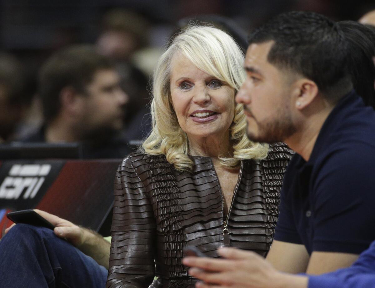 Shelly Sterling, wife of former Los Angeles Clippers owner Donald Sterling, attends an NBA game between the Clippers and the Portland Trail Blazers in Los Angeles on March 4, 2015.