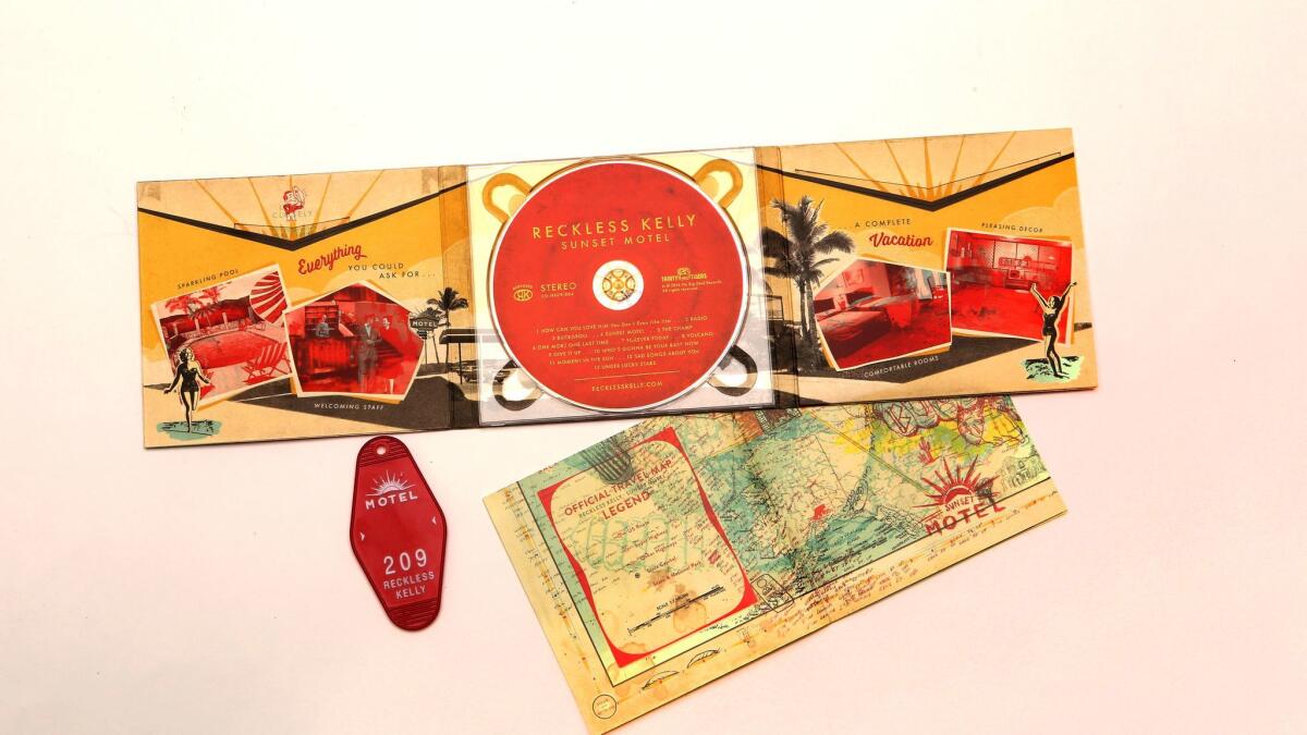 "Sunset Motel" by Reckless Kelly, whose album package was designed by Sarah and Shauna Dodds.