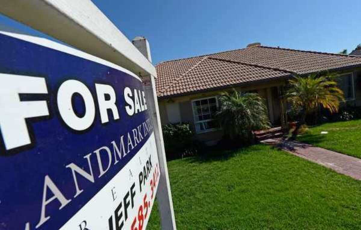 A "For Sale" sign posted at a home in Los Angeles. Home prices in July jumped the most in six years.