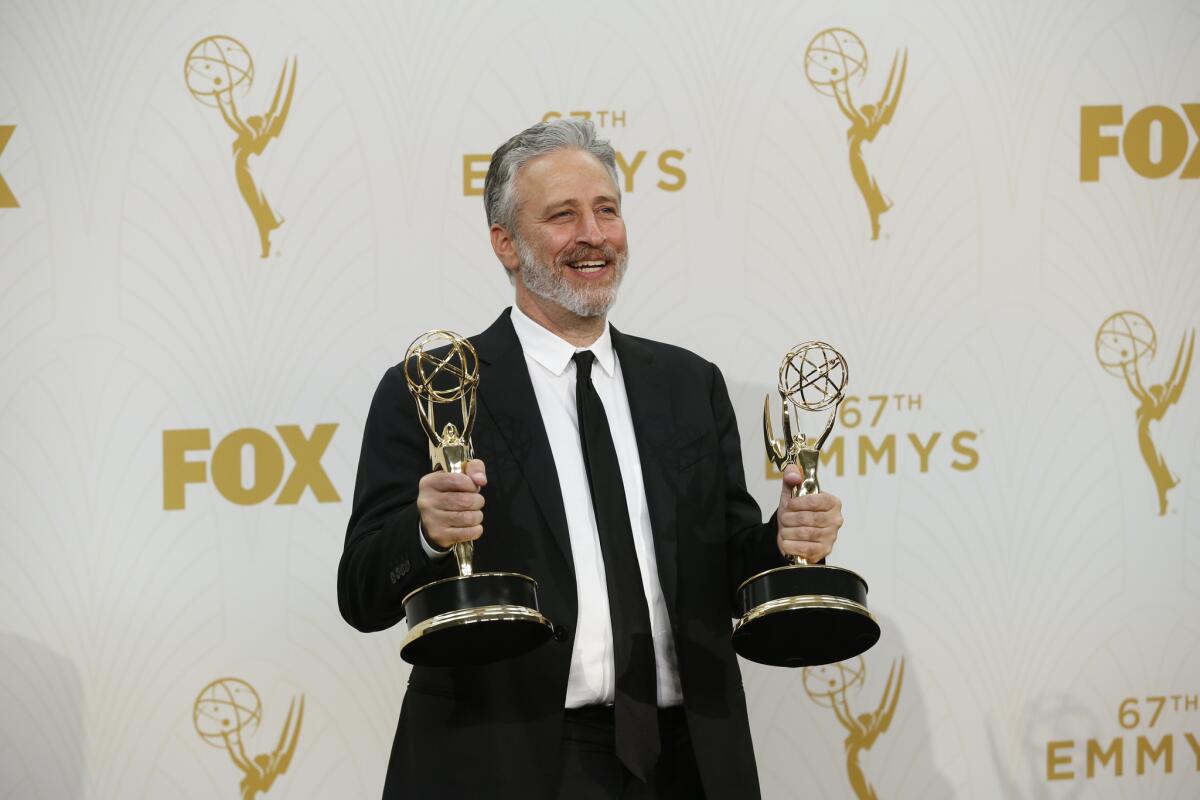 "The Daily Show's" Jon Stewart at the 2015 Emmy Awards.
