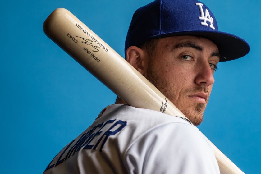 GLENDALE, AZ - FEBRUARY 20: Cody Bellinger #21 of the Los Angeles Dodgers poses for a portrait during photo day at Camelback Ranch on February 20, 2019 in Glendale, Arizona. (Photo by Rob Tringali/Getty Images)
