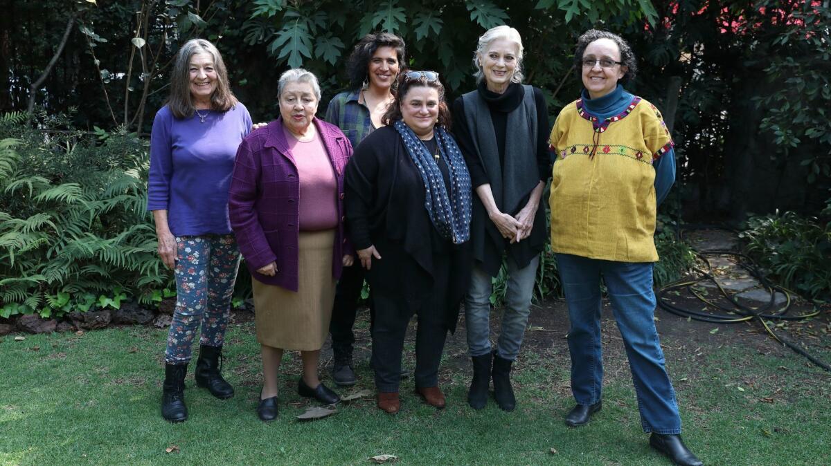 Artists and historians from the Hammer's "Radical Women" gather in Mexico City. From left: Lourdes Grobet, Ana Victoria Jiménez, Julia Antivilo Pe?a, Karen Cordero, Carla Rippey and Mónica Mayer.