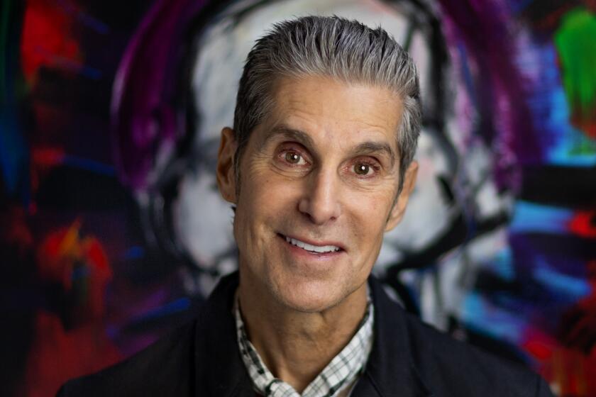 North Hollywood, CA - February 10: Perry Ferrell, frontman of Porno for Pyros and founder of Lollapalooza, an annual festival of multiple genres, is photographed during a break from practicing before beginning the band's farewell tour at a studio in North Hollywood Saturday, Feb. 10, 2024. (Allen J. Schaben / Los Angeles Times)