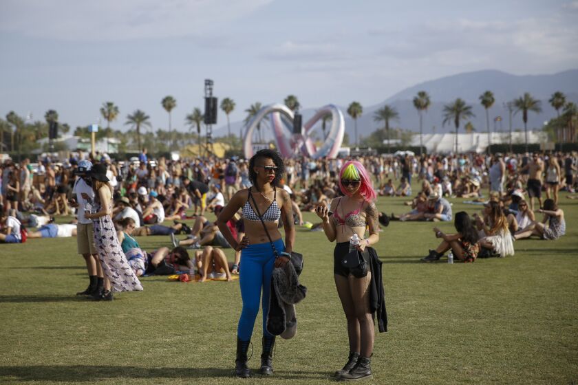 Fashion, in front of the Main Stage, on the second day of the second weekend of the 2014 Coachella Festival.