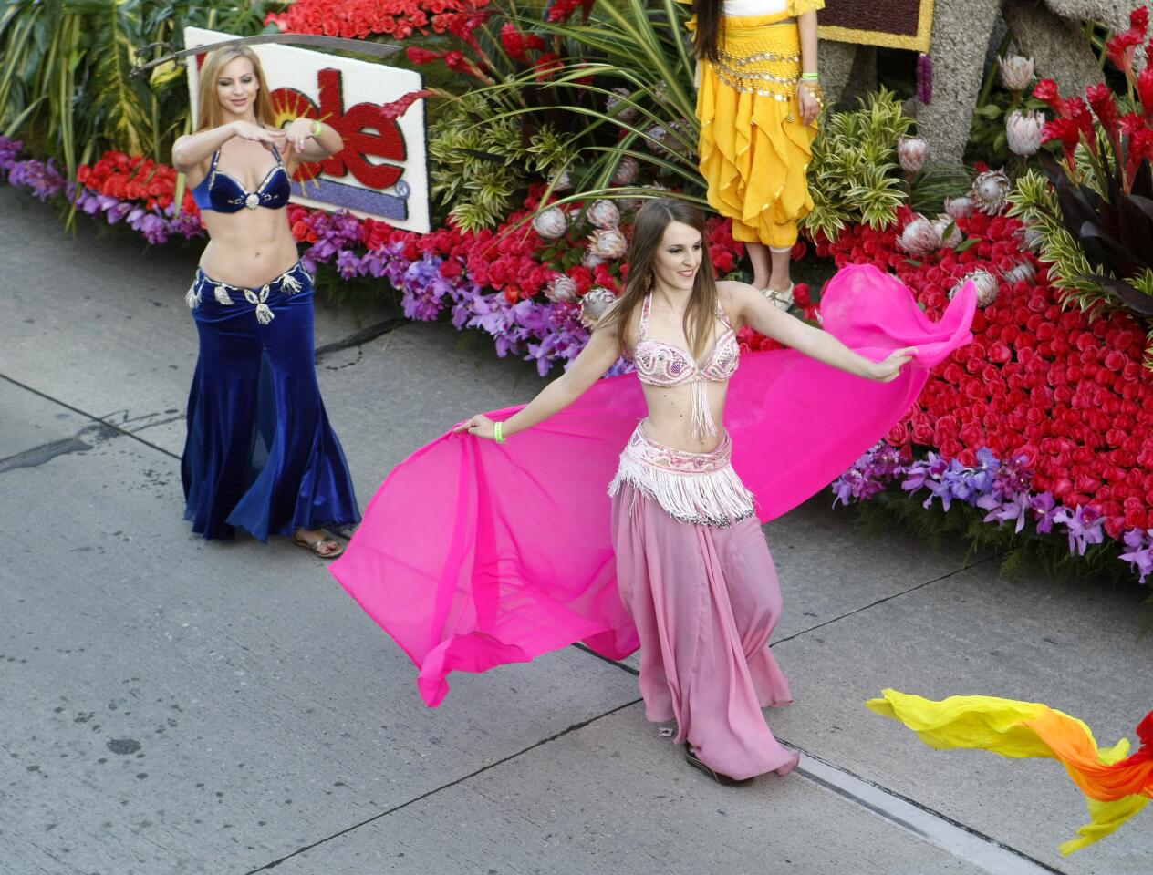 Belly dancers from the Dole Rose Parade float