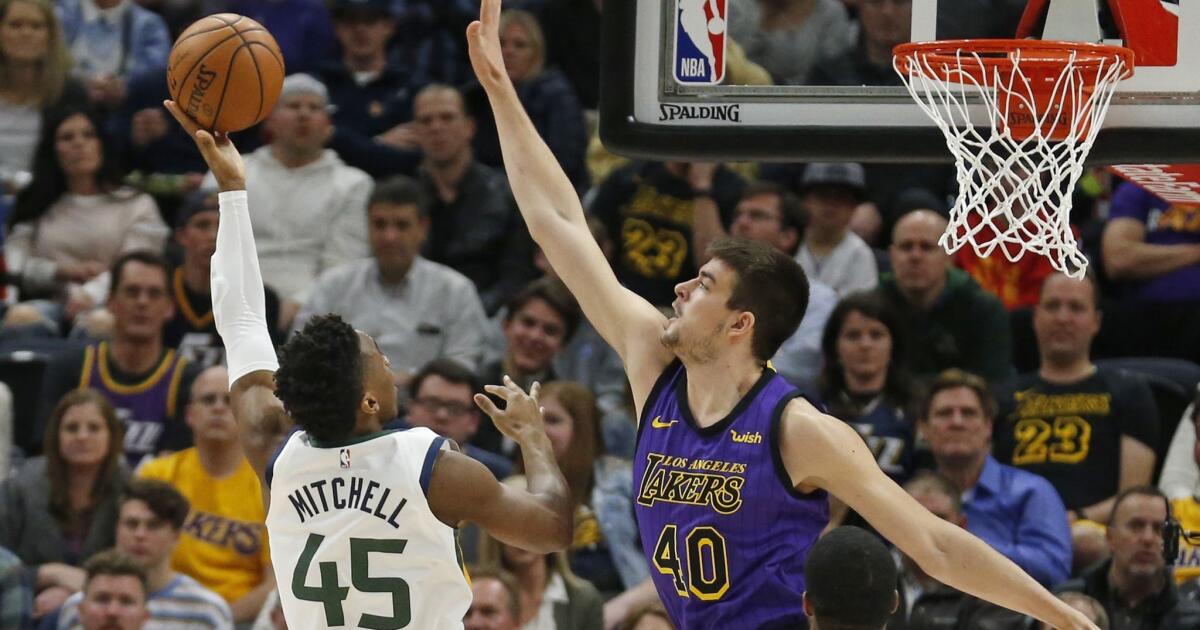 Donovan Mitchell dunks on Lakers center JaVale McGee