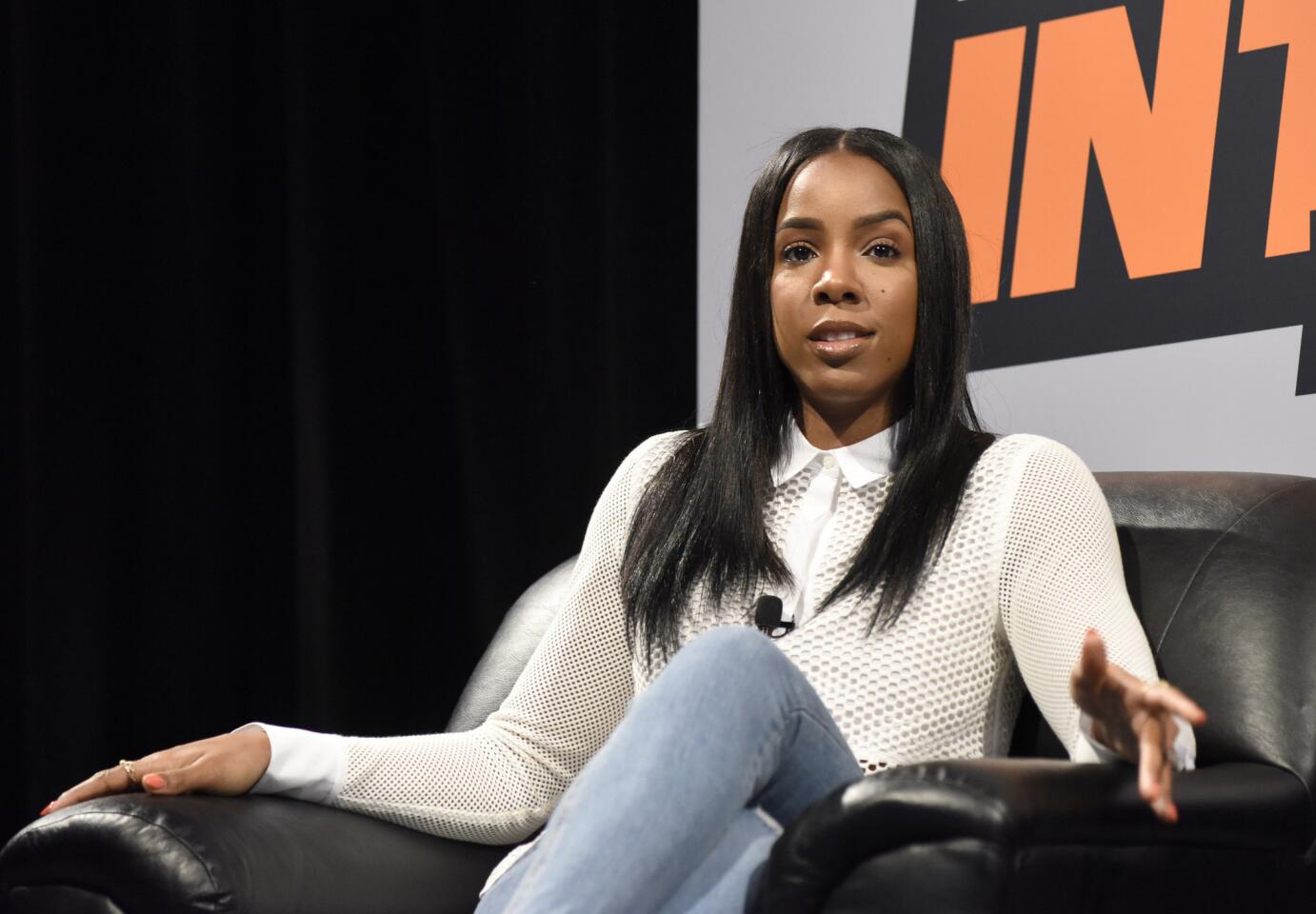 Kelly Rowland speaks during her "Chasing Destiny" SXSW interview at the Austin Convention Center on March 19.