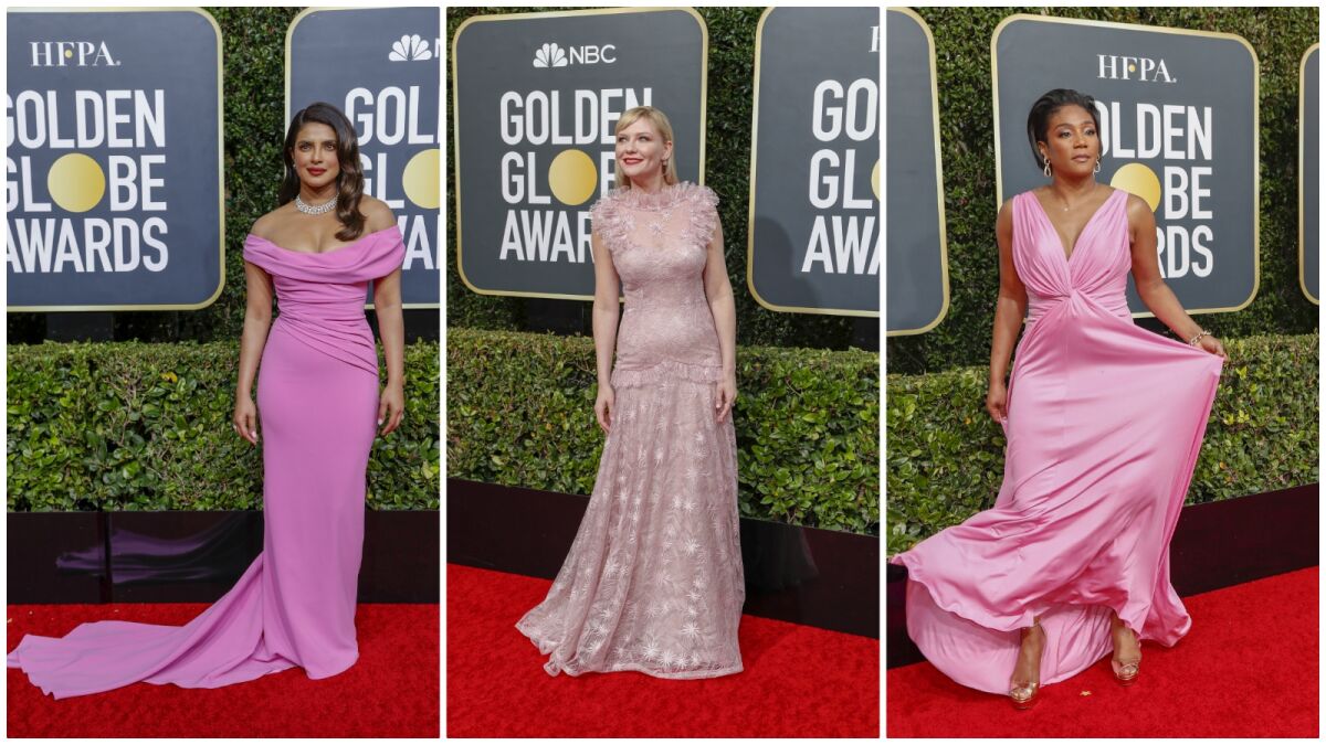 Pretty in Pink and on-trend at the 20200 Golden Globes