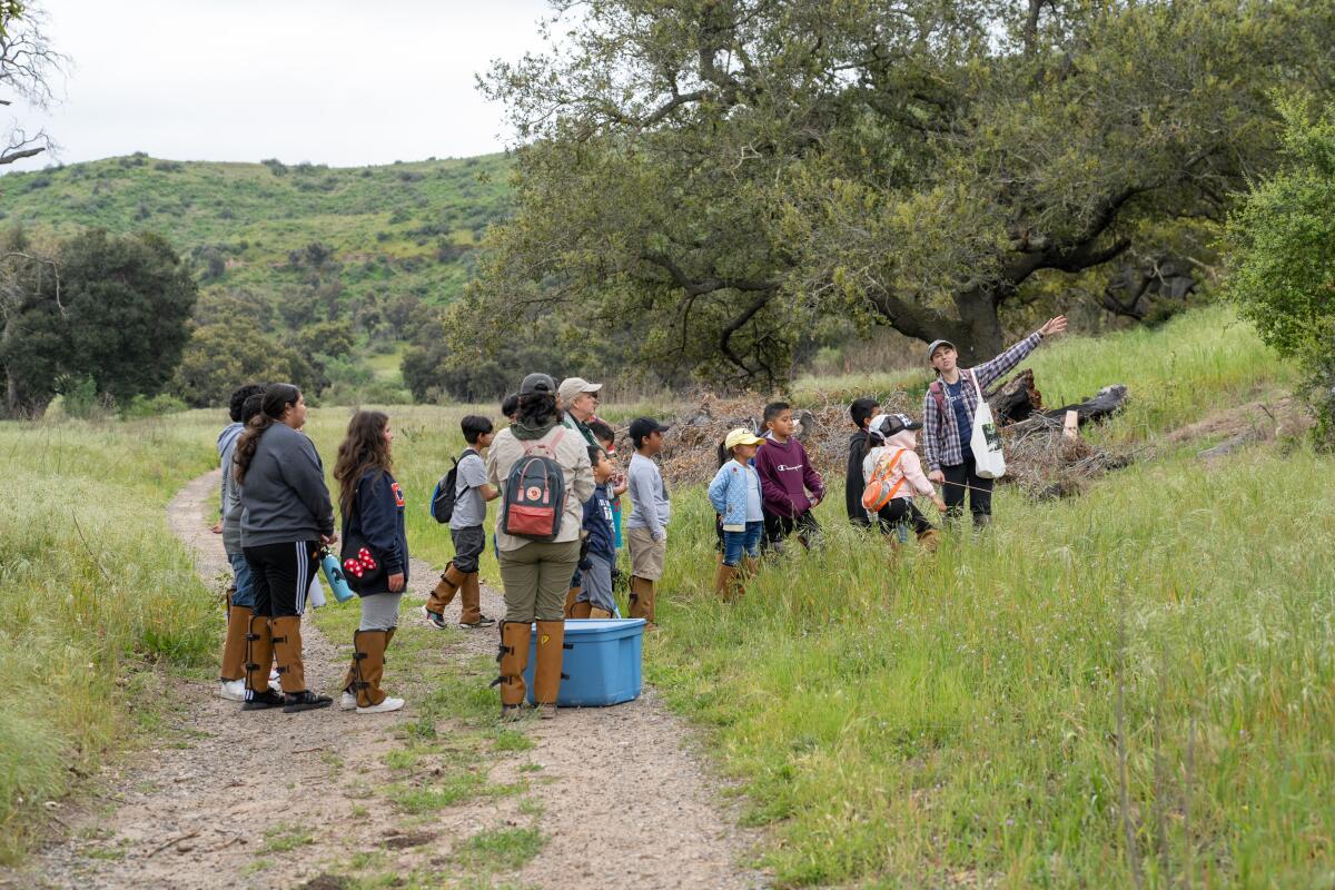 Students from the Delhi Center prepare to do data collection in Limestone Canyon Nature Preserve in April.