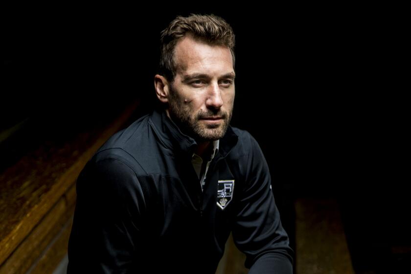 Former Kings center Jarret Stoll poses for a portrait at the Toyota Sports Center in El Segundo on Wednesday, April 25, 2018 in El Segundo, Calif. (Kent Nishimura / Los Angeles Times)