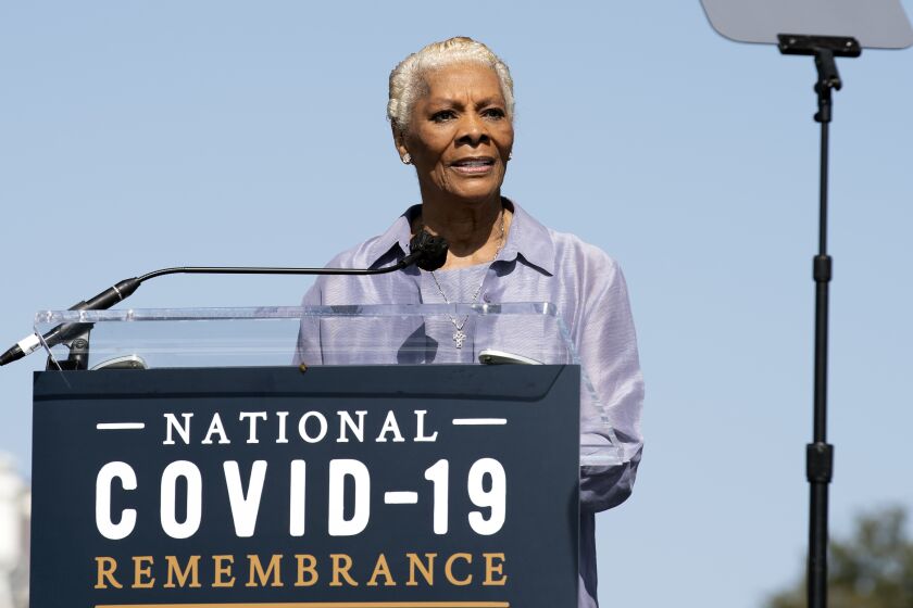 Dionne Warwick speaks during the National COVID-19 Remembrance, outside of the South side of the White House on Oct. 4, 2020