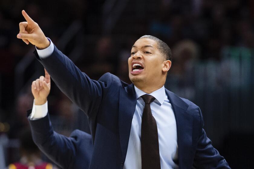 CLEVELAND, OH - OCTOBER 27: Head coach Tyronn Lue of the Cleveland Cavaliers yells to his team during the first half against the Indiana Pacers at Quicken Loans Arena on October 27, 2018 in Cleveland, Ohio. NOTE TO USER: User expressly acknowledges and agrees that, by downloading and/or using this photograph, user is consenting to the terms and conditions of the Getty Images License Agreement. (Photo by Jason Miller/Getty Images)