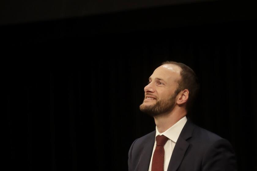 San Francisco District Attorney Chesa Boudin during his swearing in ceremony in San Francisco, Wednesday, Jan. 8, 2020. (AP Photo/Jeff Chiu)