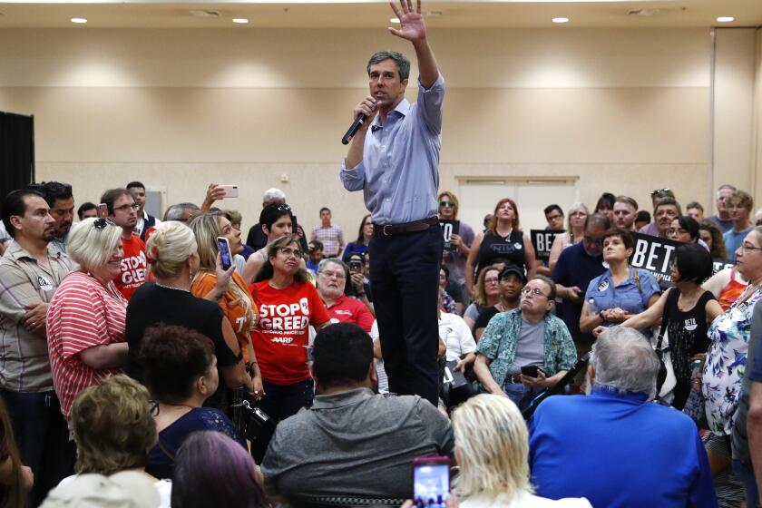 Democratic presidential candidate and former Texas U.S. Rep. Beto O'Rourke speaks at a campaign event, Thursday, Aug. 1, 2019, in Las Vegas. (AP Photo/John Locher)