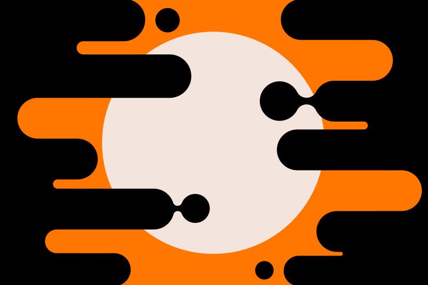 Dark gloom spread from the the right and left over a bright circle on an orange background.