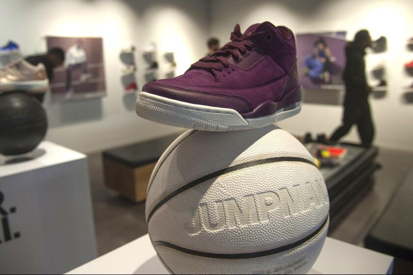 Los Angeles CA - NOVEMBER 10, 2018 - Jumpman LA, a Jordan Brand store in Sneaker Row in downtown Los Angeles is housed in a 25,000 square foot complex. (Ana Venegas / For The Times)