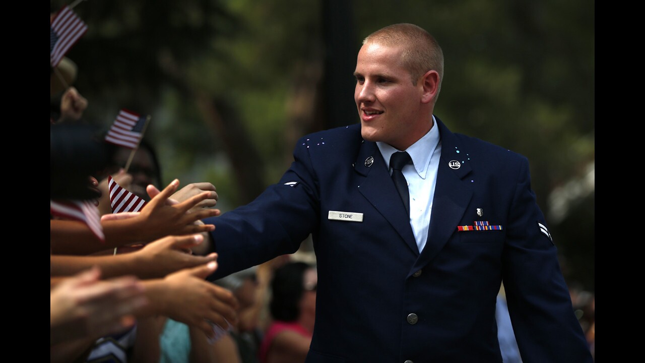 Spencer Stone, one of three Americans hailed as heroes for stopping a suspected terror attack on a French train in August, was stabbed early Thursday in the Sacramento area and is in serious condition, Air Force officials said.