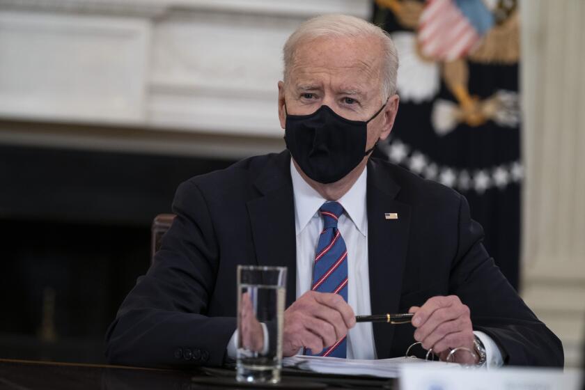 President Joe Biden speaks about the southern border during a meeting in the State Dining Room of the White House, Wednesday, March 24, 2021, in Washington. (AP Photo/Evan Vucci)