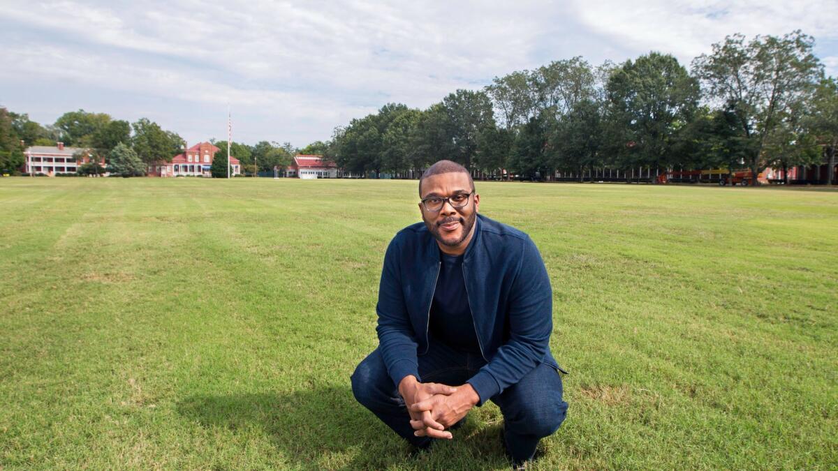 Tyler Perry is seen at the former Ft. McPherson Army base in Atlanta that is now the headquarters for Tyler Perry Studios.