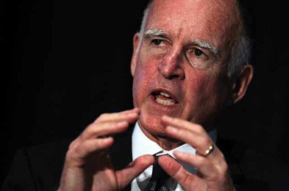 Gov. Jerry Brown delivers a keynote address during the 2011 Pacific Coast Builders Conference in San Francisco.