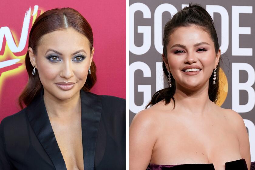 Left: Francia Raisa arrives at the LA Special Screening of "Flamin' Hot"on Friday, June 9, 2023, at the Hollywood American Legion Post 43 in Los Angeles. (Photo by Willy Sanjuan/Invision/AP) Right: Selena Gomez arrives at the 80th annual Golden Globe Awards at the Beverly Hilton Hotel on Tuesday, Jan. 10, 2023, in Beverly Hills, Calif. (Photo by Jordan Strauss/Invision/AP)