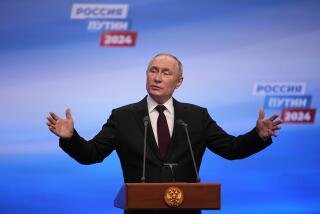 Russian President Vladimir Putin speaks on a visit to his campaign headquarters after a presidential election in Moscow, early Monday, March 18, 2024. (AP Photo/Alexander Zemlianichenko)