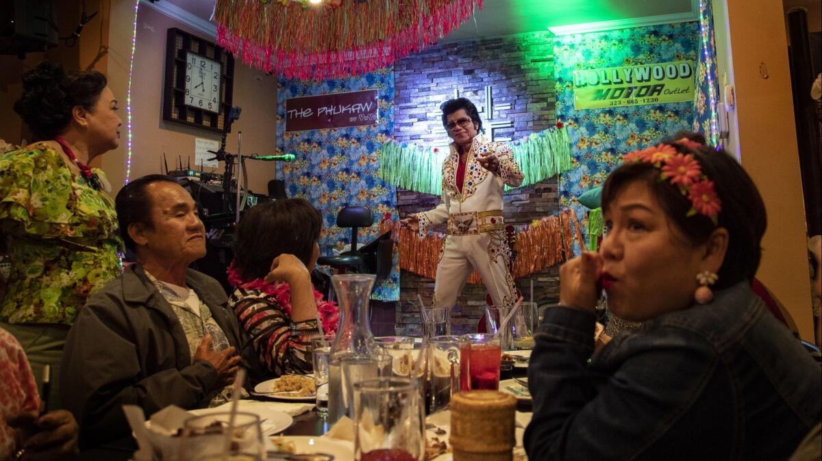 Manuel Toi GB, known as Thai Elvis, performs at Siri Thai Cuisine on May 19, 2018 in Burbank.
