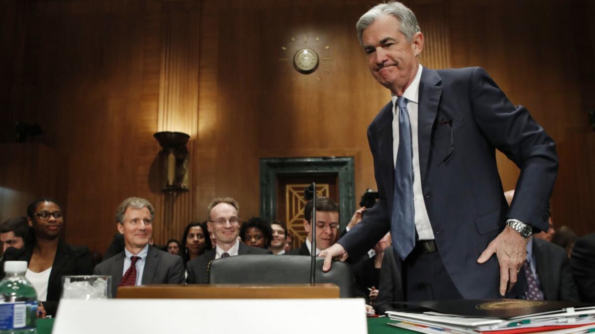 Federal Reserve Chairman Jerome Powell takes his seat before making the semiannual monetary policy report to the Senate Banking Committee on Capitol Hill on March 1.