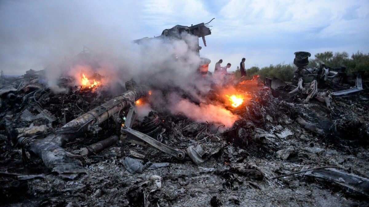 Debris of Malaysia Arilines flight MH17, which crashed during flying over the eastern Ukraine region near Donetsk, Ukraine, 17 July 2014.