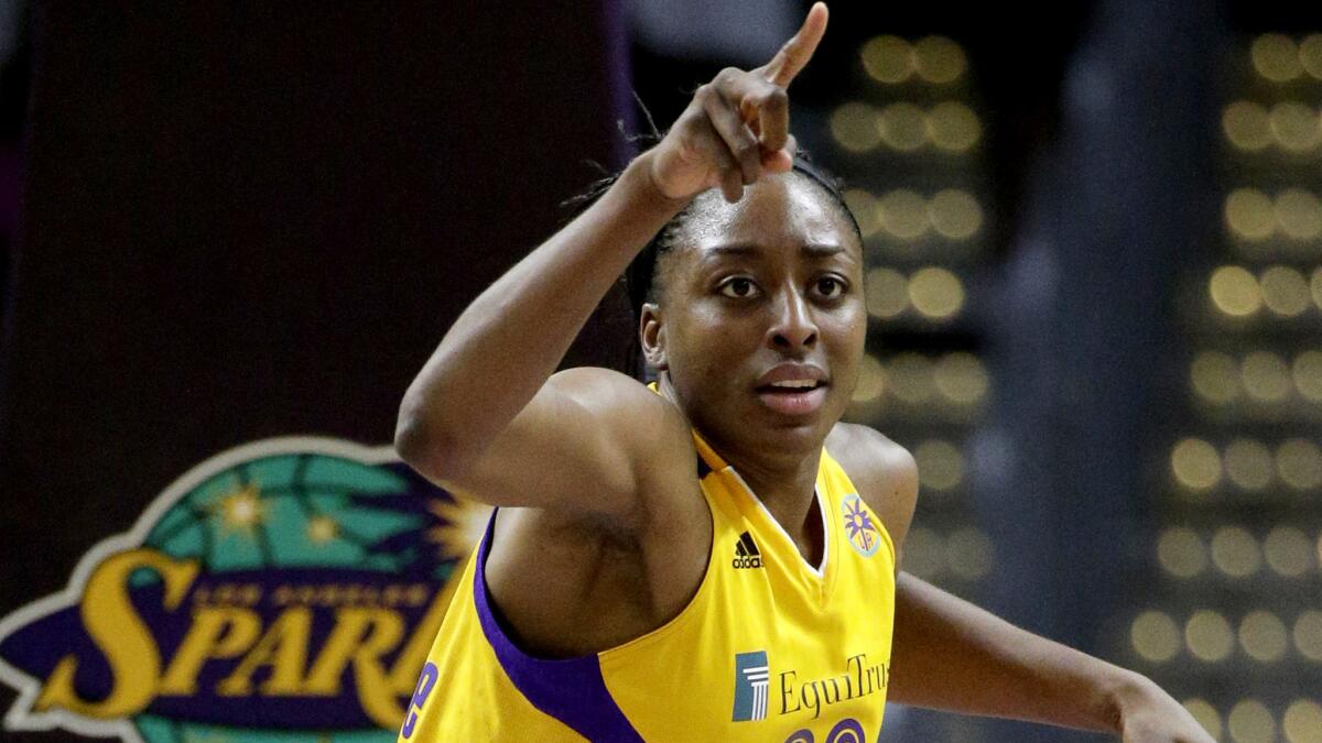 Sparks forward Nneka Ogwumike, shown during a game earlier this season, scored 38 points against the Dream on Thursday.