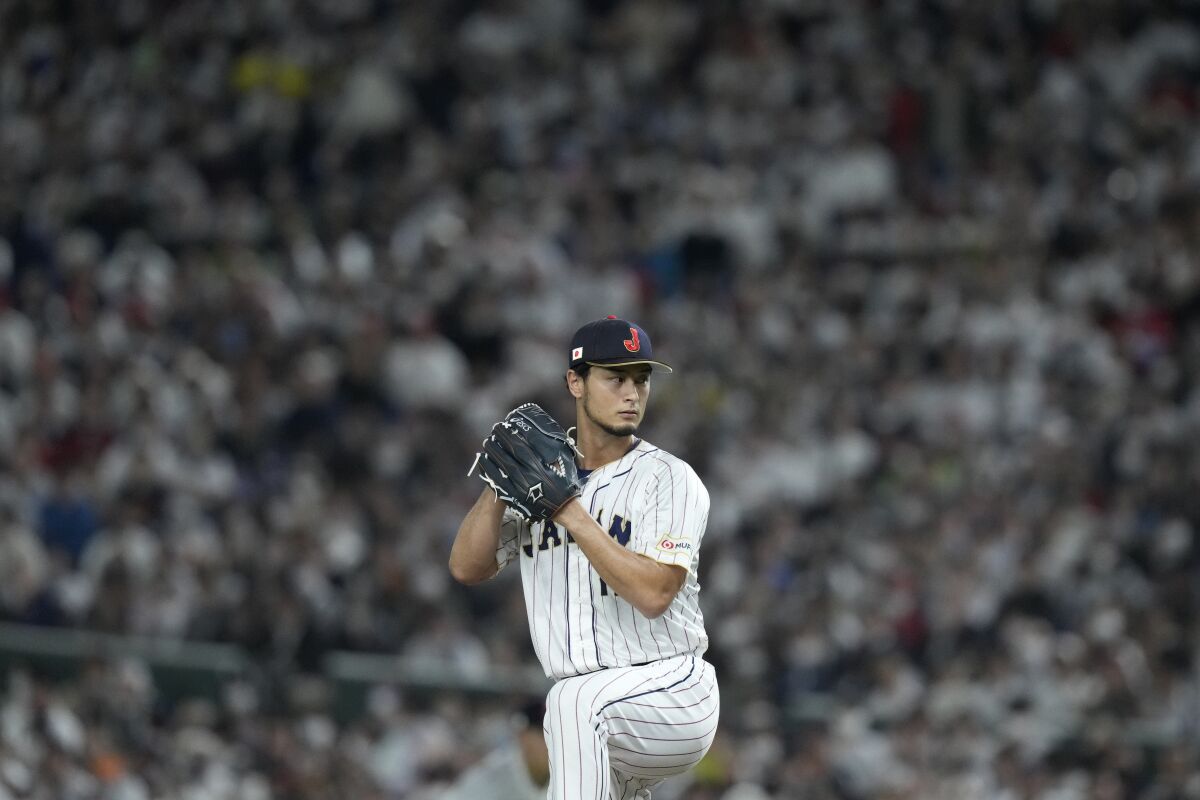 Yu Darvish pitches for Japan in the WBC quarterfinals against Italy on March 16.