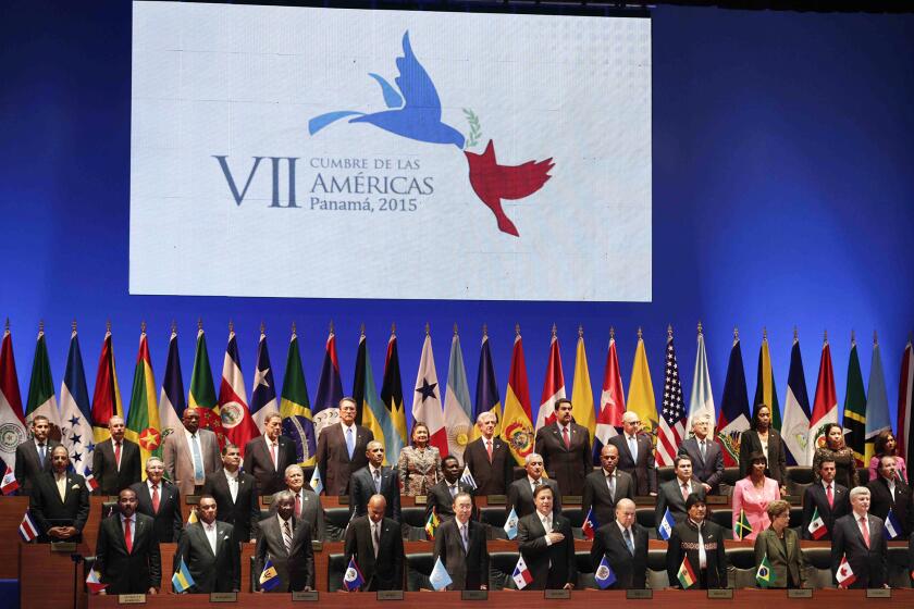 World leaders at the opening ceremony of the Summit of the Americas in Panama City in 2015.