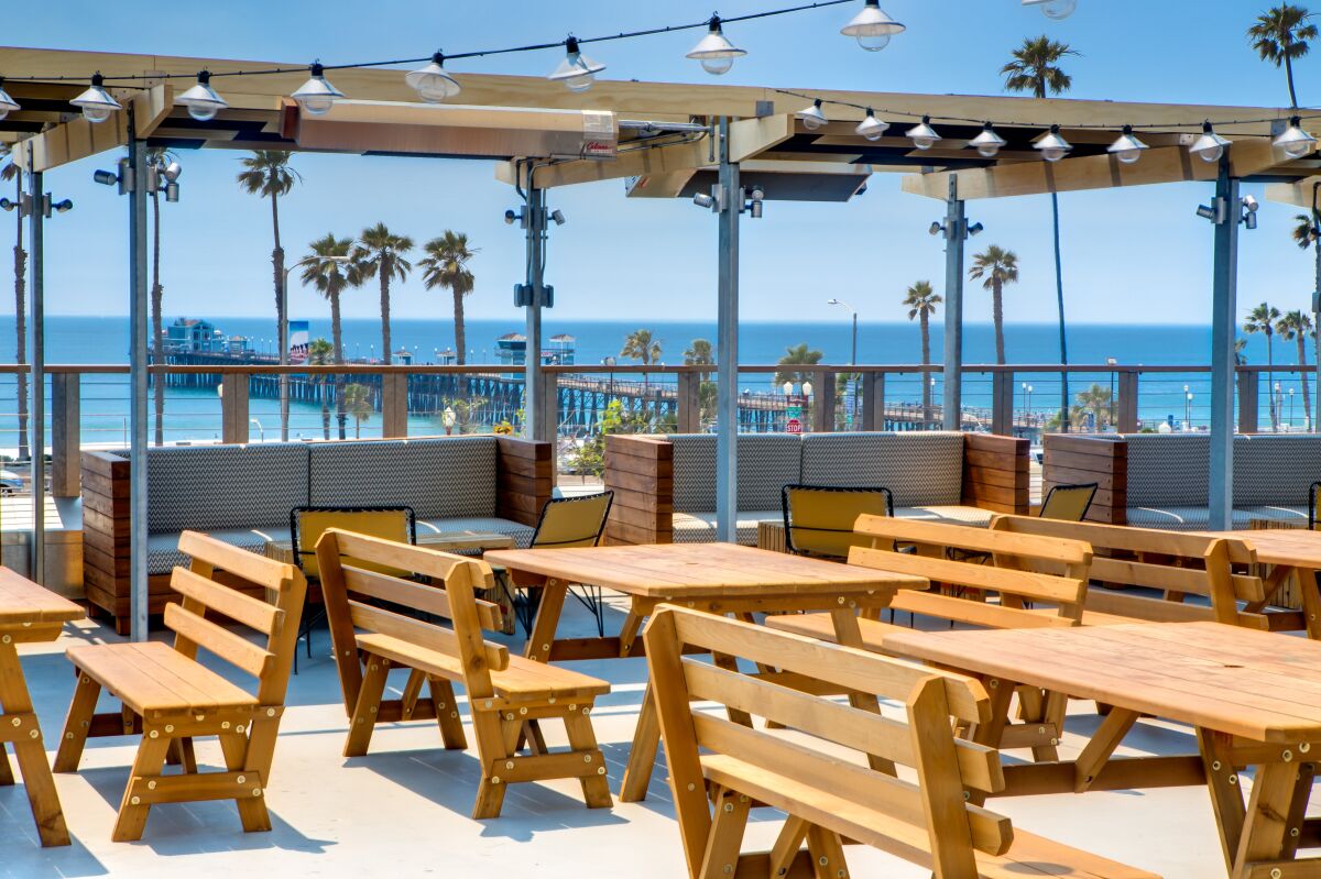 Hello Betty Fish House in Oceanside has an unobstructed view of the Oceanside Pier from its second floor dining patio.
