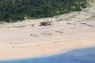Three missing men were found Sunday after searchers spotted their 'SOS' sign in the sand at the uninhabited Pikelot Island.