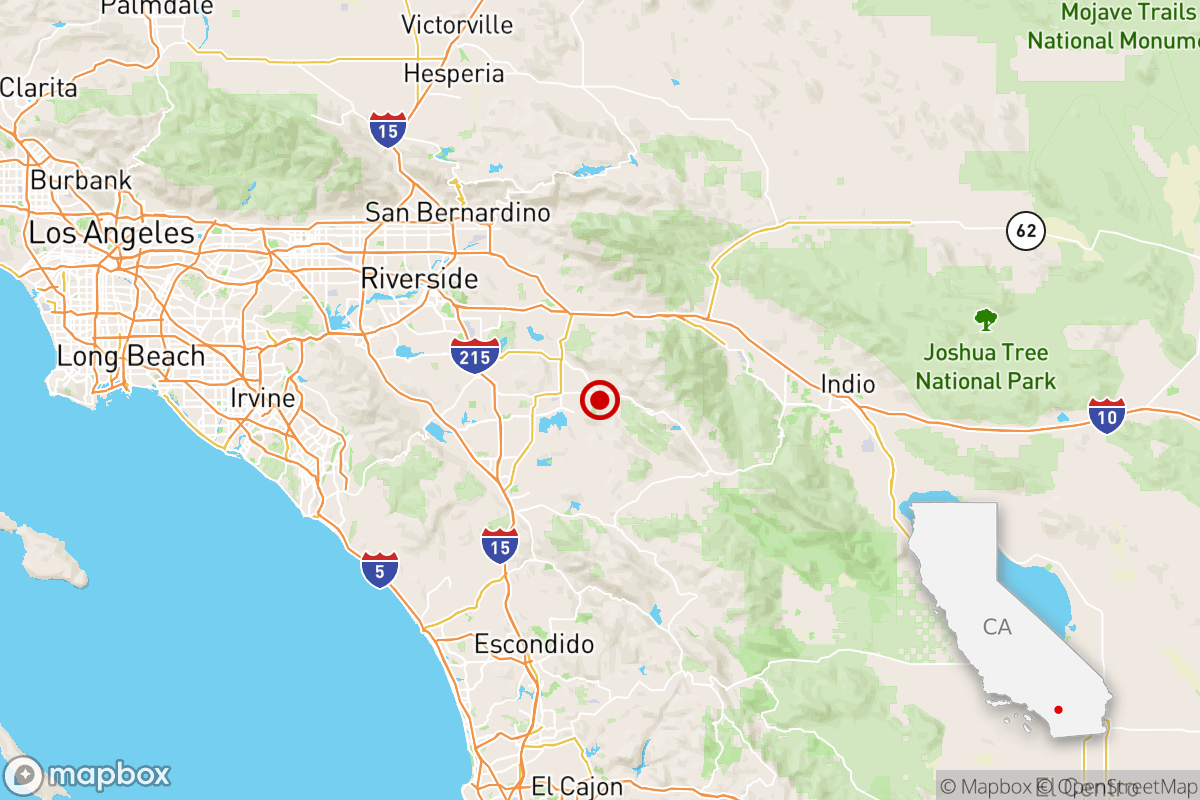 Map showing the location of a magnitude 3.1 earthquake in Valle Vista.