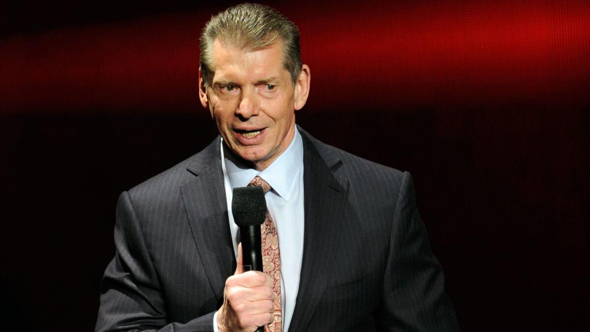 Wrestling-world mogul Vince McMahon speaks at a news conference announcing the WWE Network on Jan. 8, 2014, in Las Vegas.