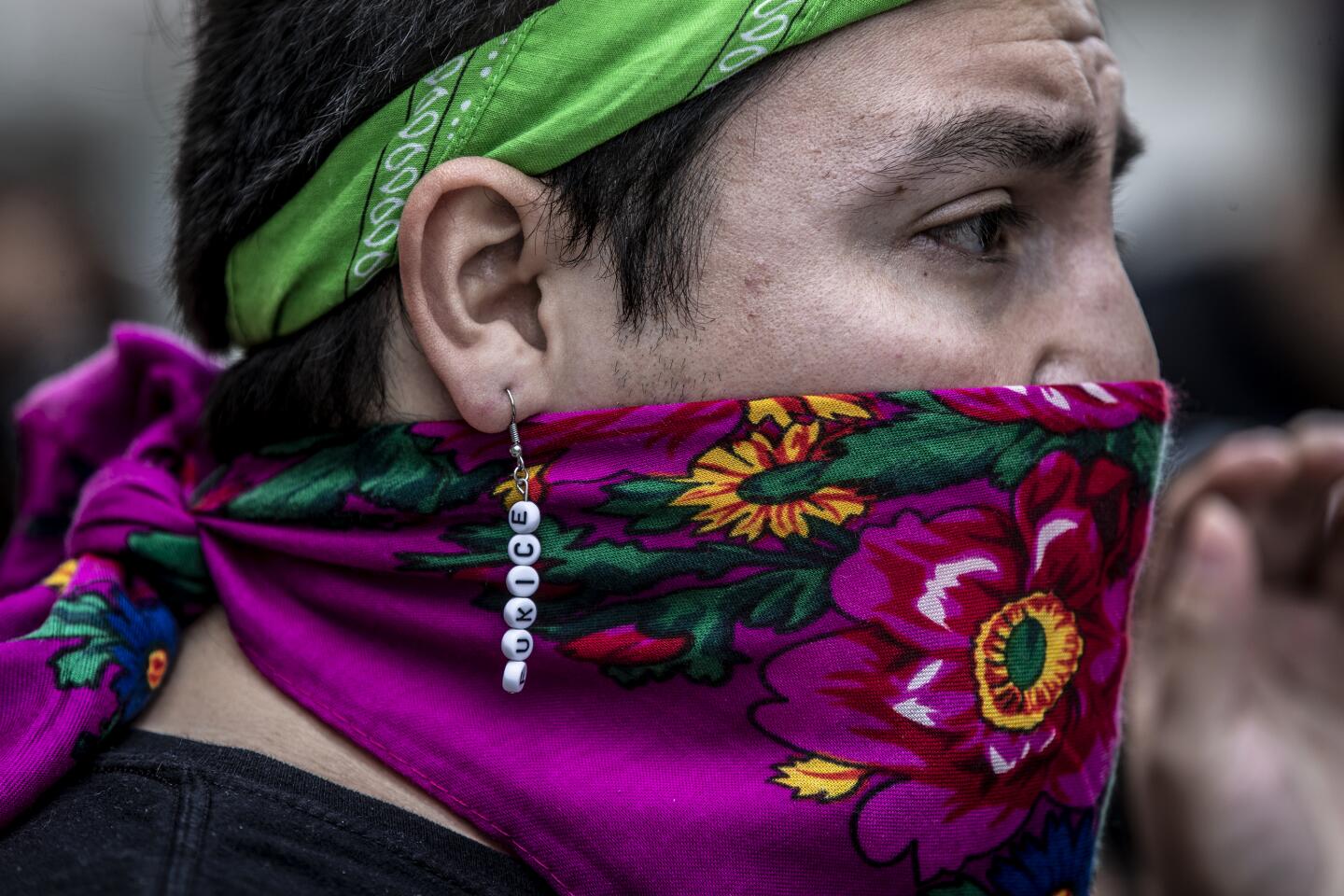 DACA recipient Edwin Soto Saucedo at a protest in downtown Los Angeles.