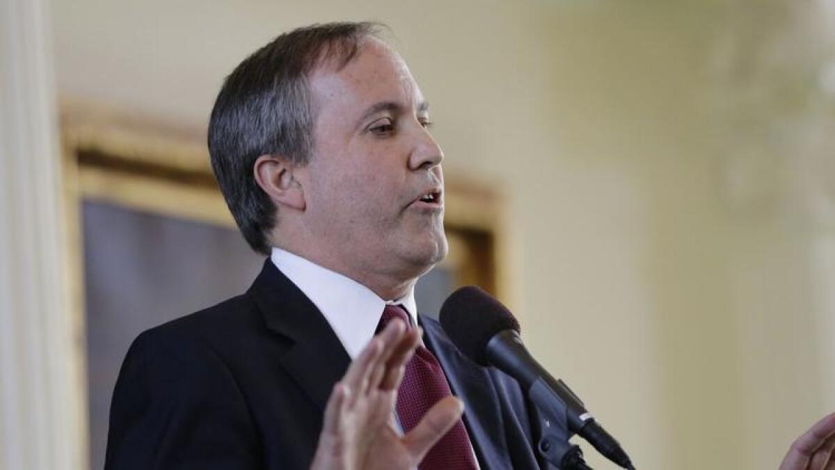Ken Paxton speaks after he was sworn in as Texas attorney general in Austin on Jan. 5, 2015.