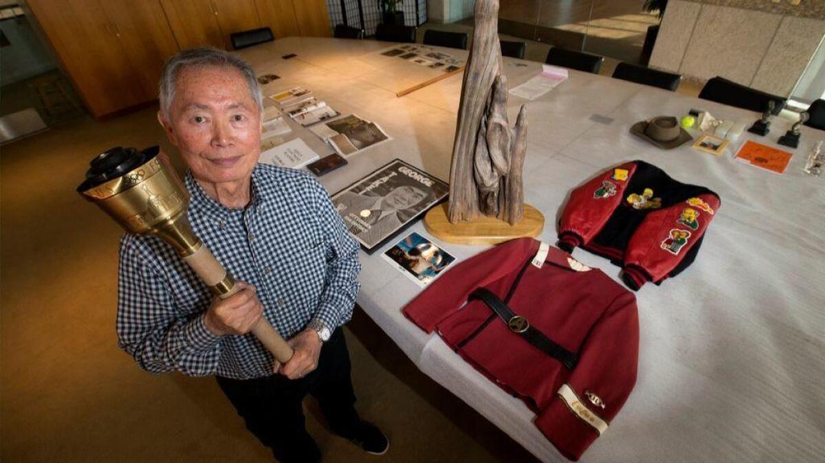 George Takei donated his personal effects, including items related to his role as Mr. Sulu on "Star Trek," to the Japanese American National Museum for an exhibition opening Sunday.