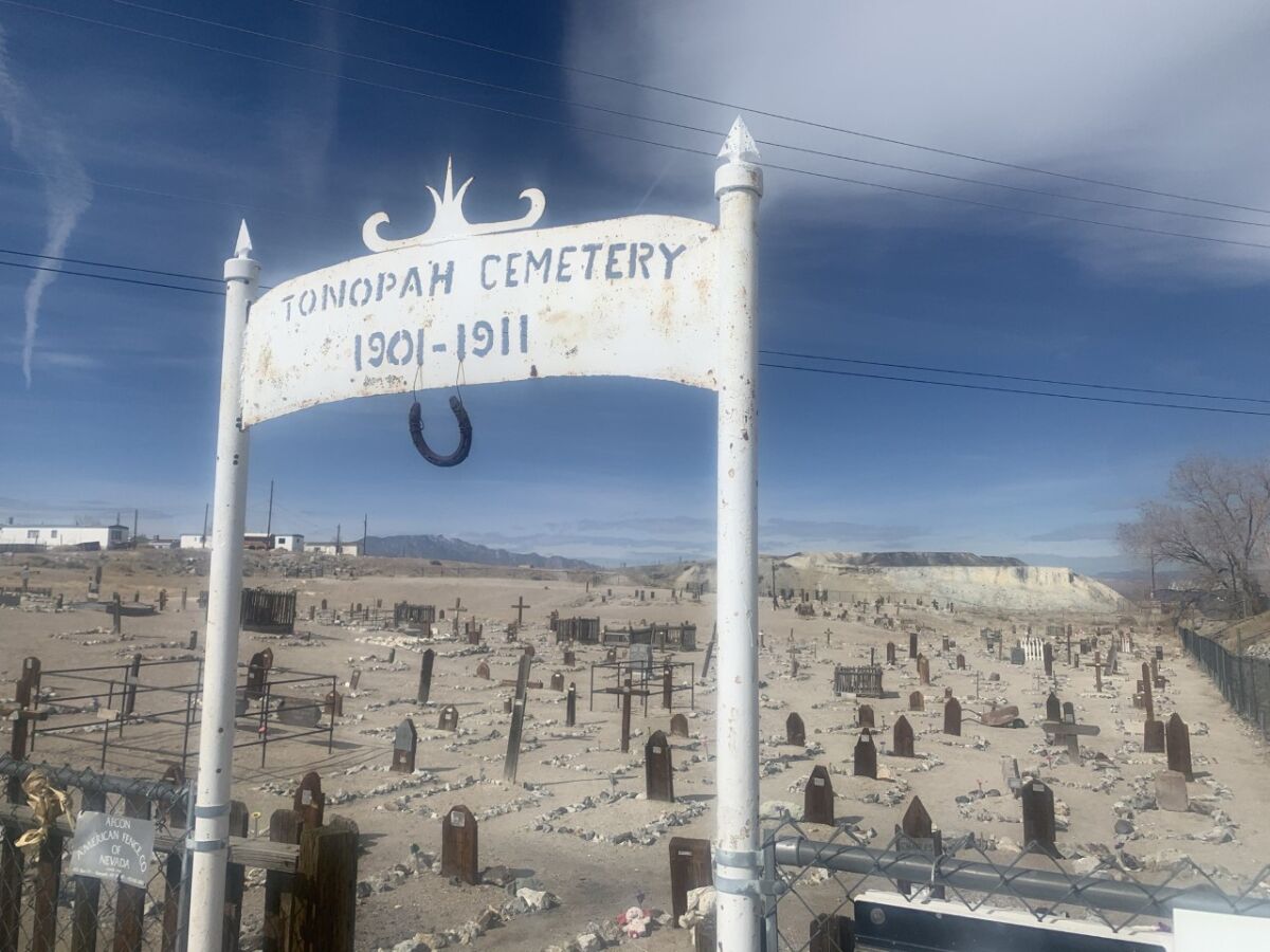 The Old Tonopah Cemetery, which is located next door to the Clown Motel.