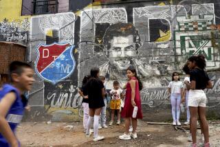 Mural of Pablo Escobar in the Barrio Pablo Escobar in Medellin, Colombia. Residents say he provided houses for hundreds of people and also sponsored soccer teams and other activities. The neighborhood stands as a kind of shrine to the late drug kingpin. Residents say he purchased hundreds of homes for them in the district and view the slain trafficker as a kind of hero.